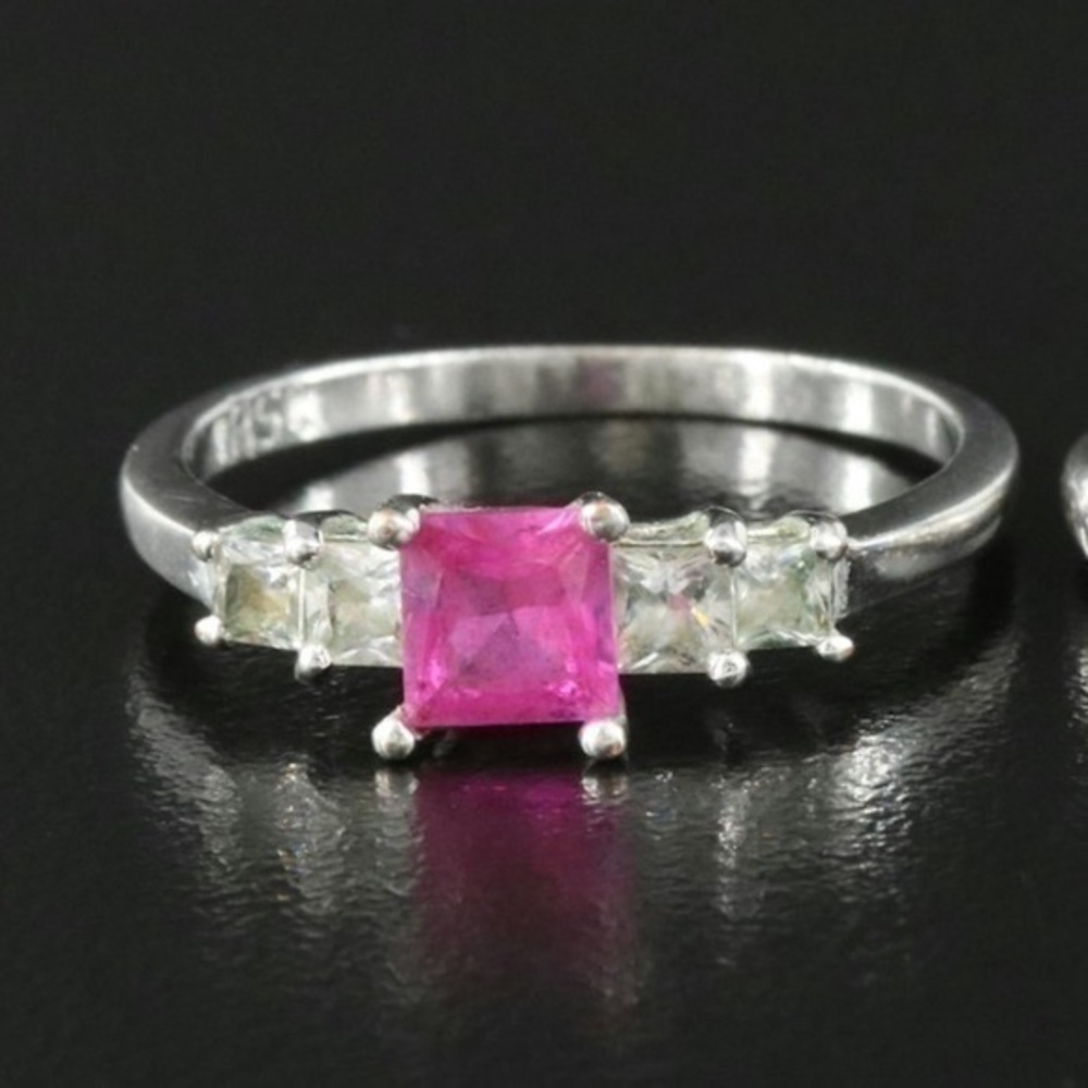 Metal - Lab created ruby CZ ring
